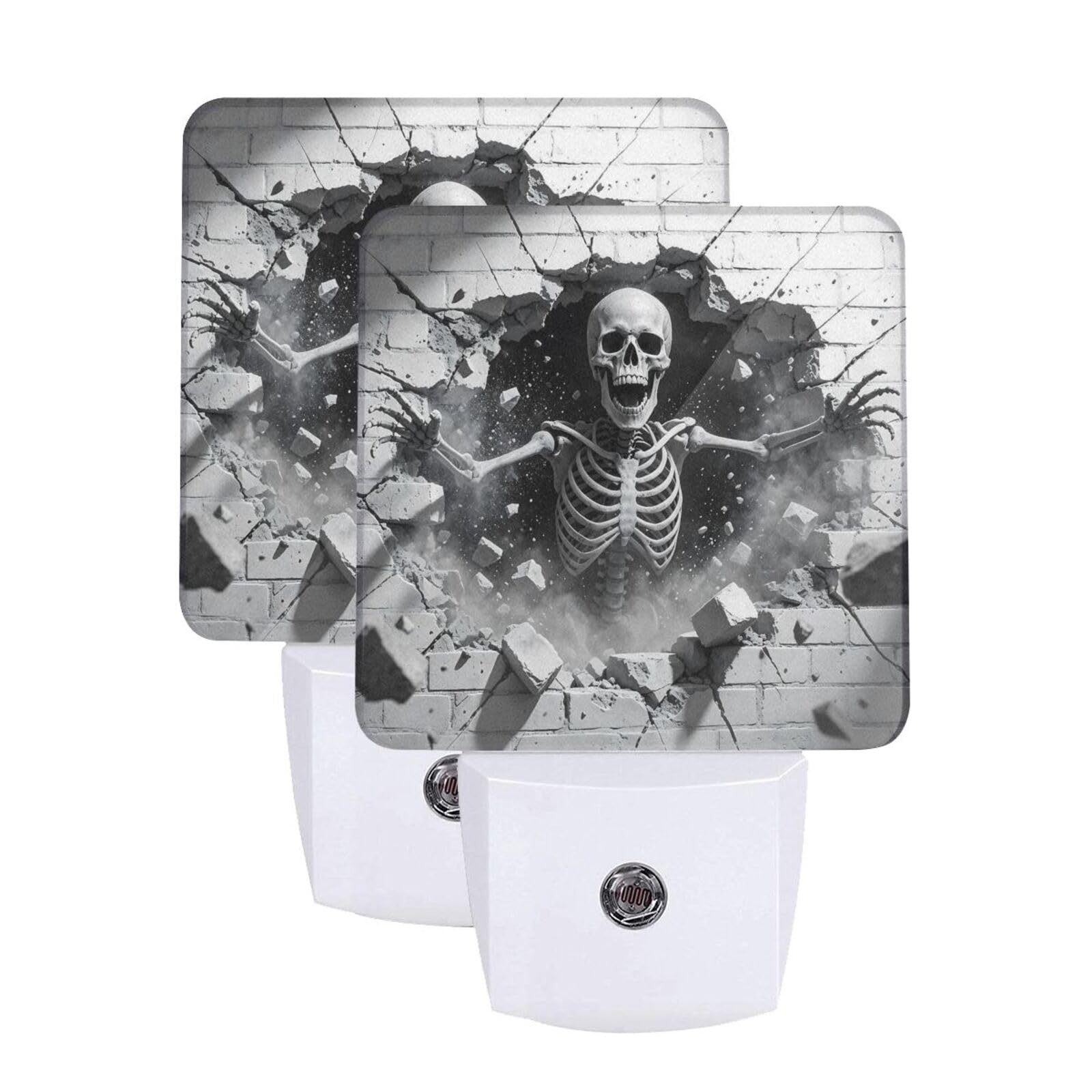 Halloween 3D Skull Night Light Dusk-to-Dawn Set of 2