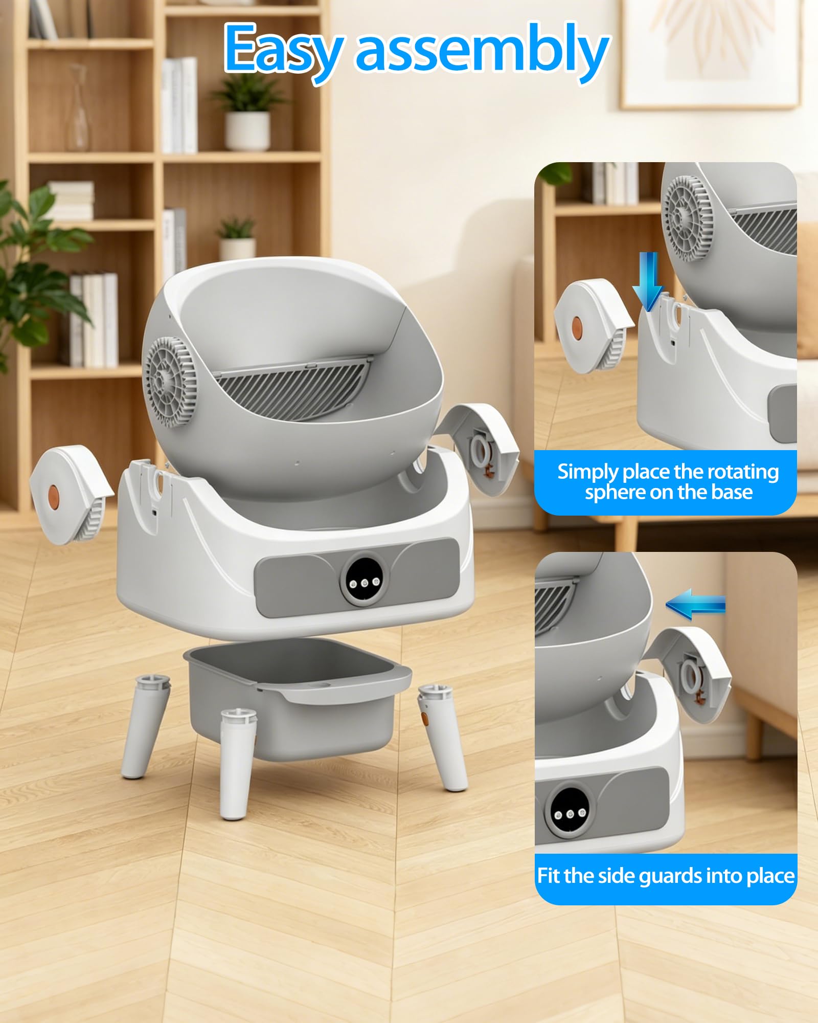 Arenero Gatos Autolimpiable, XXL, App, Limpieza rápida, Higiénico, Seguro | Caixa de Areia para Gatos Automatico, Capacidad Grande, Anti-Fugas, Eliminar Olores, ABS, Duradero, Ligero, para Varios Gato