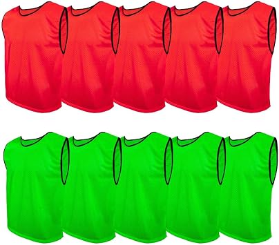 Training Bibs Pack of 10 Football Vests Sports Practice Pinnies Soccer Rugby
