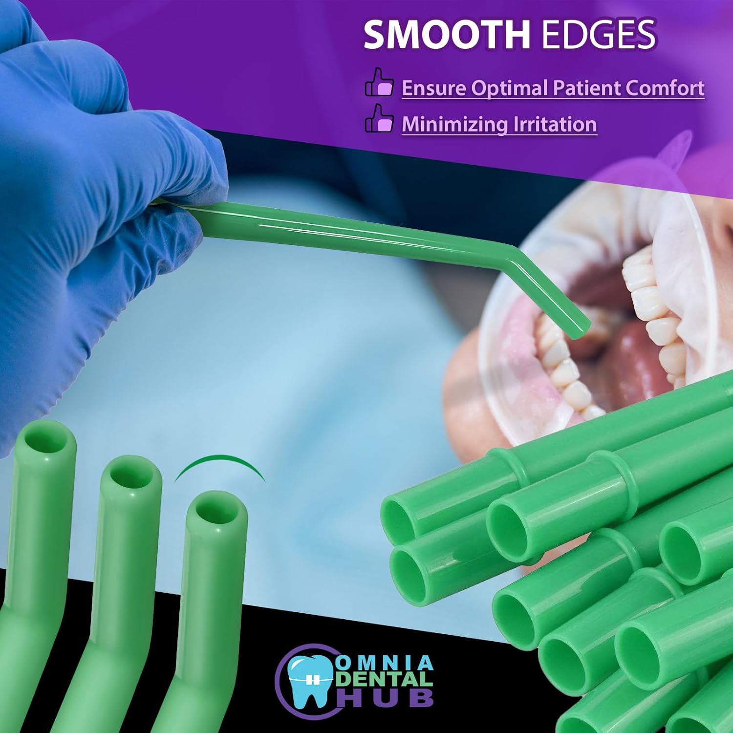 Omnia Dental Surgical Aspirator Tips | 25 Pcs Disposable Suction Tips | 1/4" - Green