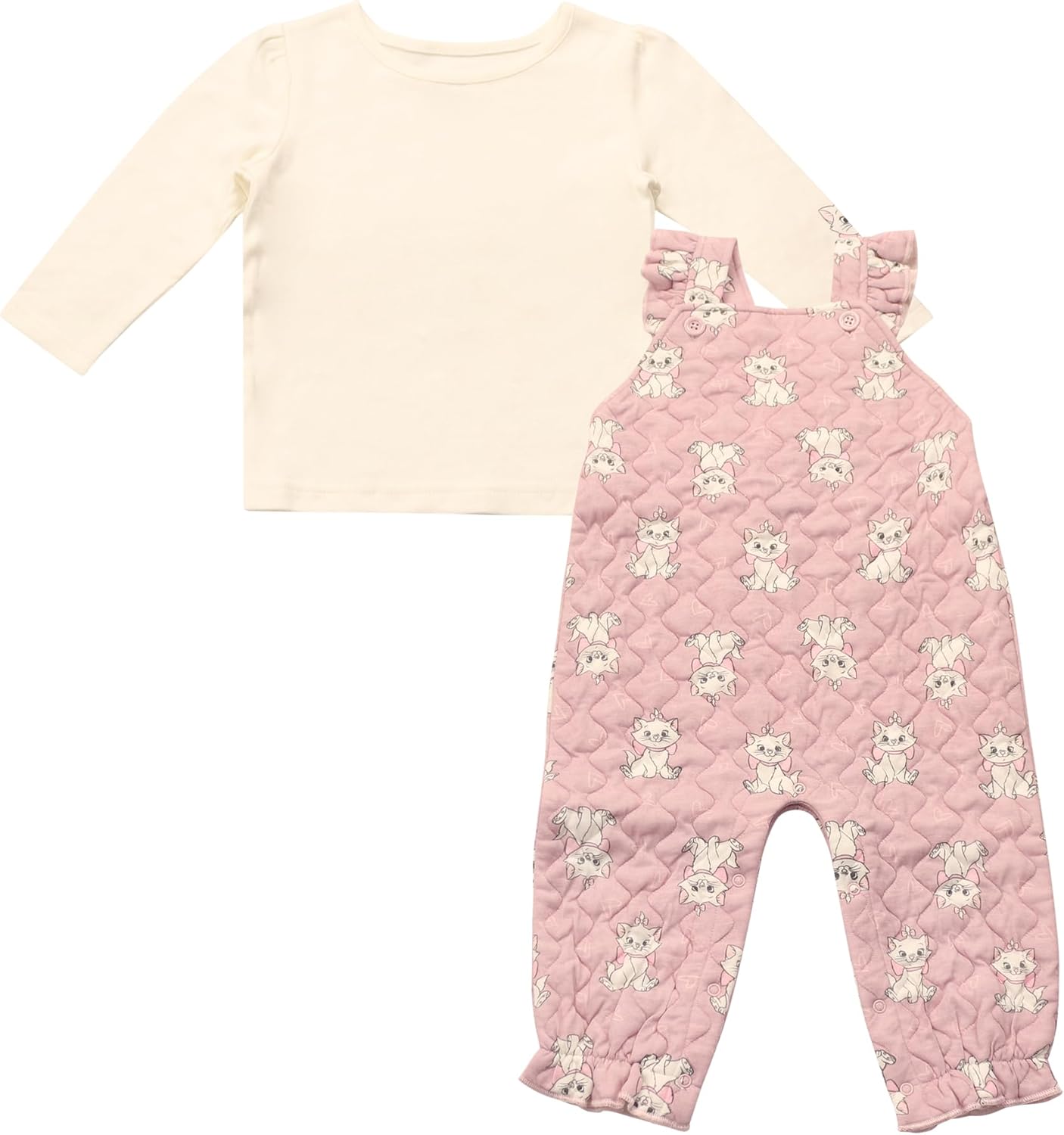 Magic Threadz Disney Clothes Baby Girls Overall Set – Long Sleeve Top & Romper with Minnie, Pooh, Bambi & Marie (0–24M)