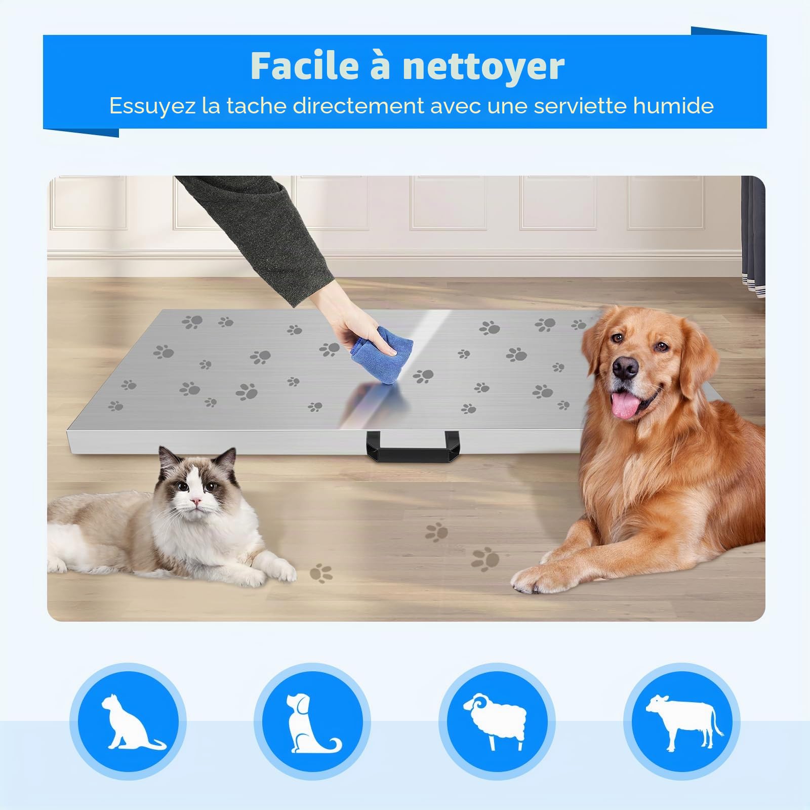 Balance numérique LCD, grande pour animaux de compagnie, 103 x 53 cm, 300 kg, balance vétérinaire, moniteur noir, balance pour animaux domestiques, cliniques vétérinaires, courrier, expédition