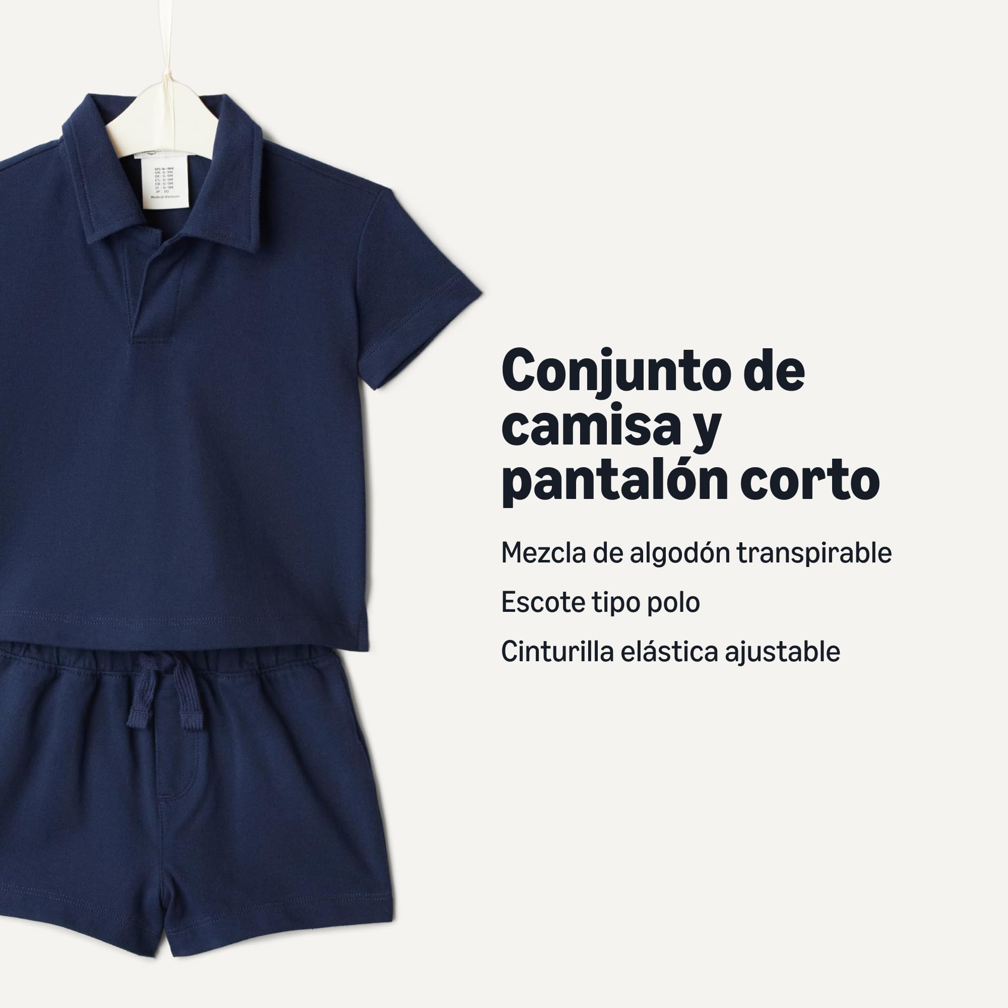 Amazon Essentials x Sofia Grainge Conjunto de Camisa de Manga Corta y Pantalones Cortos de Piqué de Algodón Bebé-Niños
