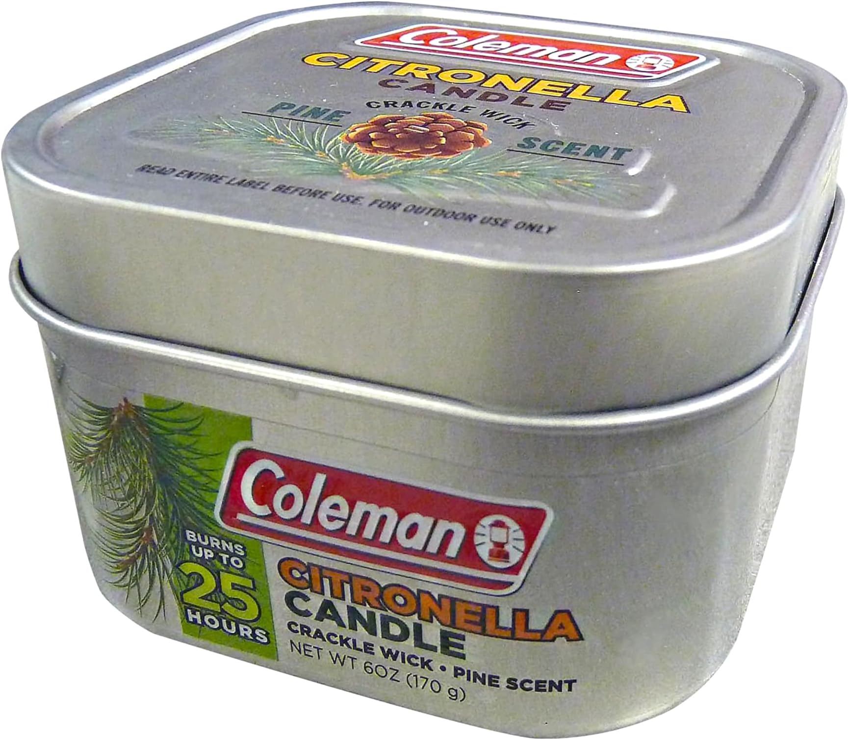 Pine Scented Citronella Candle, Crackle Wick