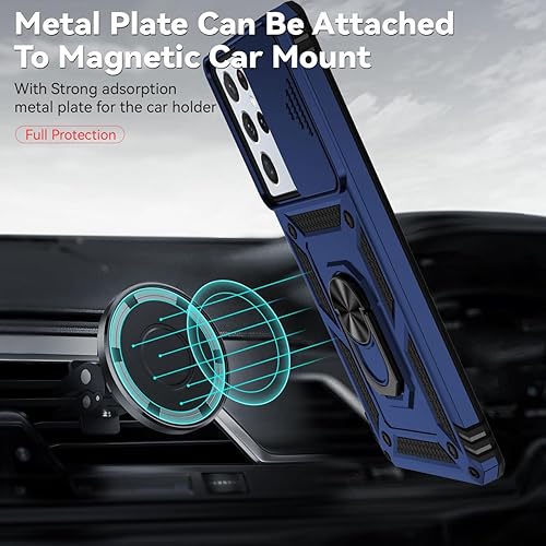 Miniatura 6 de Funda para Galaxy S21 Ultra, Samsung S21 Ultra SM-G998U con protector de pantalla de vidrio templado y cubierta para cámara deslizante, anillo