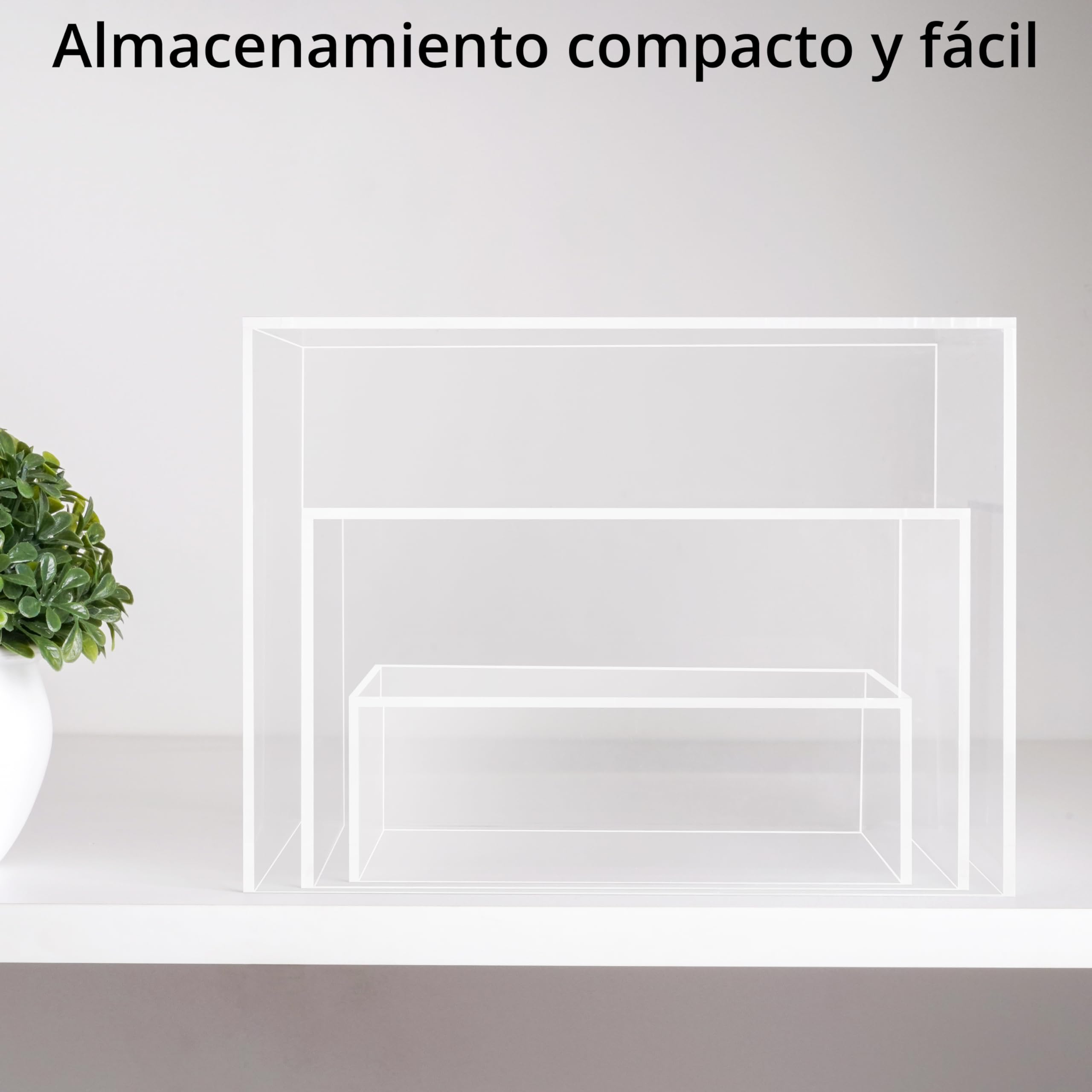 Winter Shore Vitrina Expositora Cubo de Acrílico [Pack de 3] - Cajas Expositoras Acrílicas con Fondos Huecos - Urna Metacrilato Cuadrada Transparente de Almacenamiento - Pequeña, Mediana, Grande