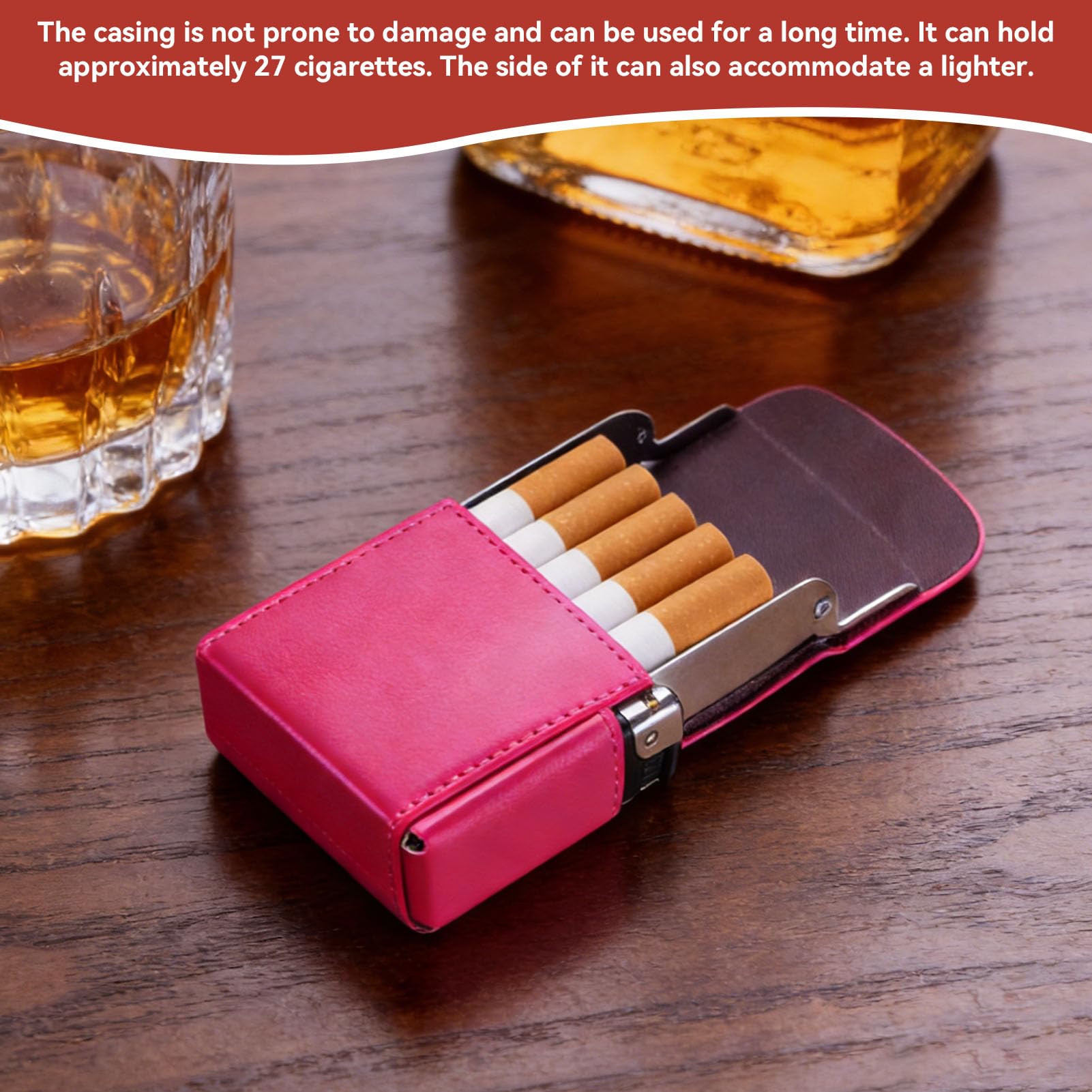 Portasigarette Cover con più Leggero Porta Slot,Portasigarette in Pelle PU,Pacchetto Sigarette Custodia Porta Sigarette per Sigaretta Box per Uomo e Donna per Tabacco Supporto