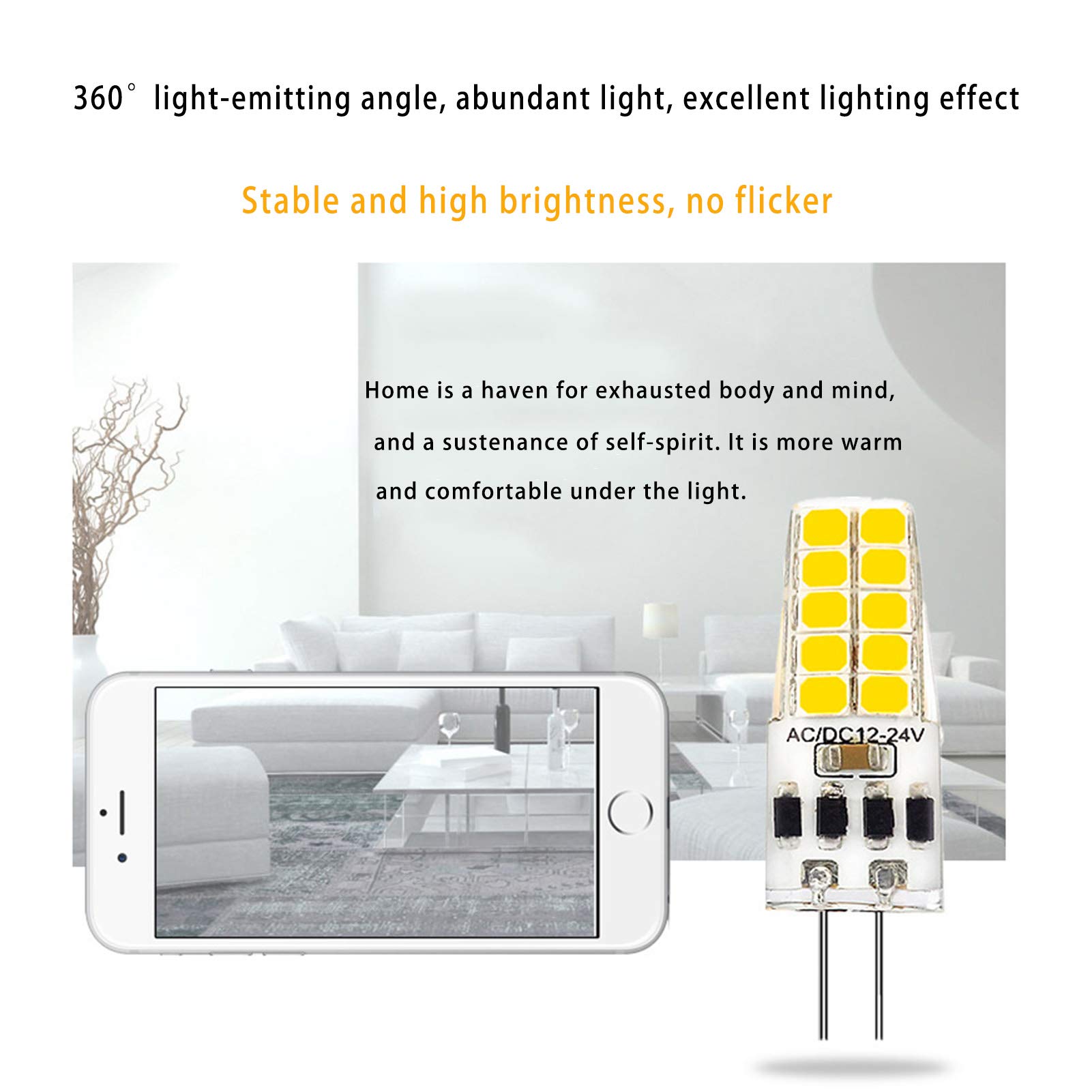 Lampadina LED G4 senza sfarfallio Base bi pin Lampadina mais bianco caldo, Lampada illuminazione gel silice AC/DC 3w antipolvere camper paesaggistico Confezione 6