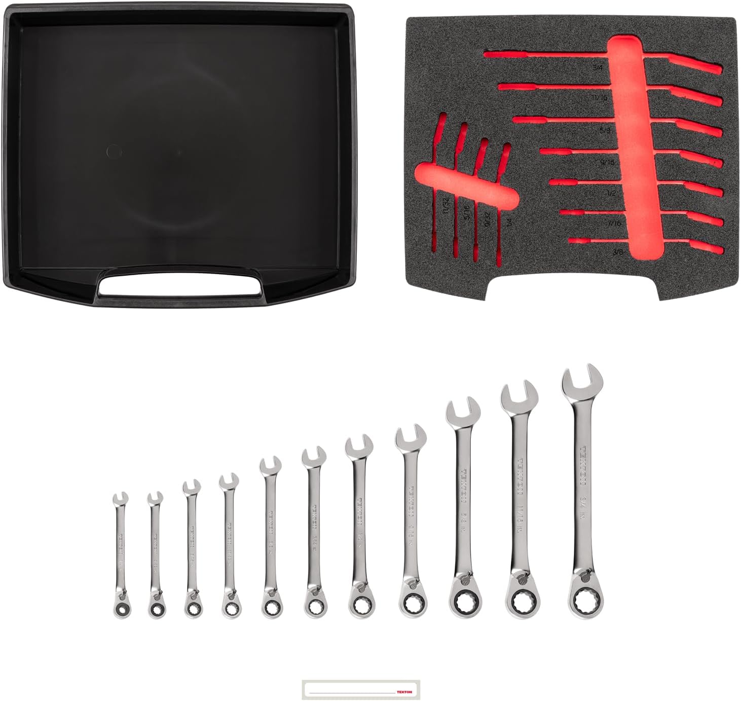 TEKTON Reversible 12-Point Ratcheting Combination Wrench Set with Open Top Drawer and Rack, 11-Piece (1/4-3/4 in.) | OLB94203