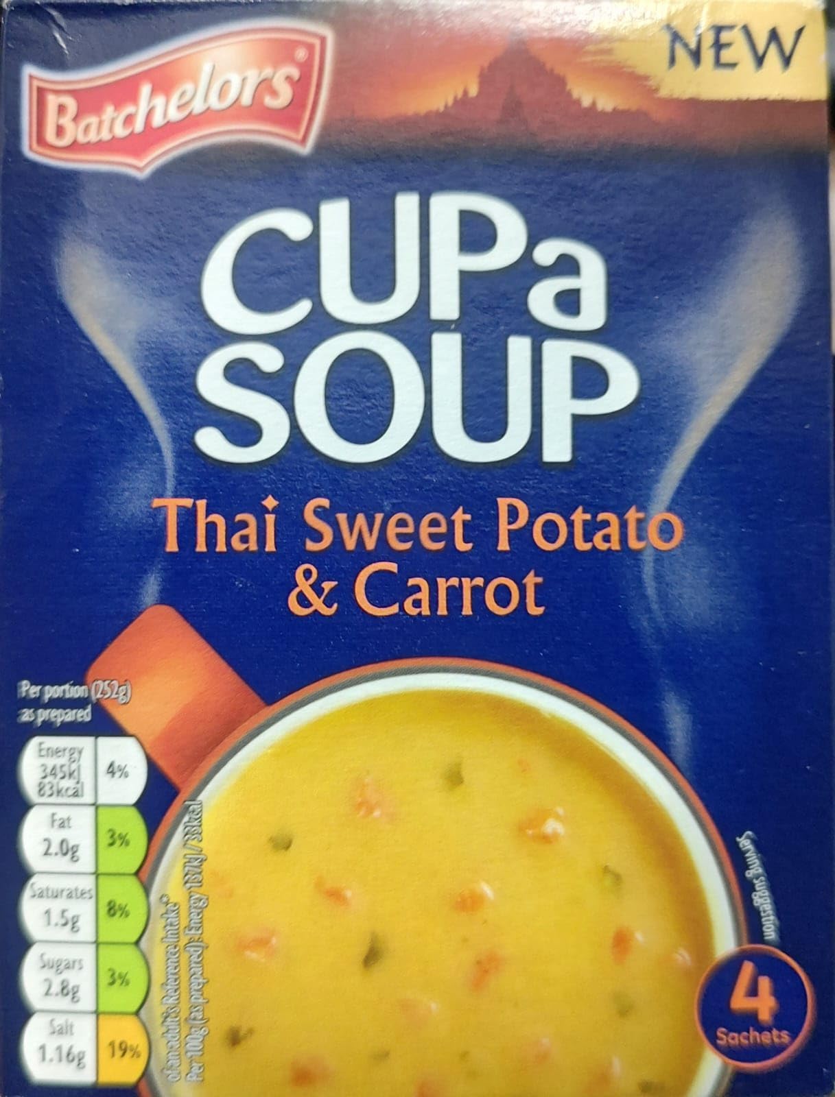 Batchelors Cup A Soup Thai Sweet Potato & Carrot 4 Sachets 86g