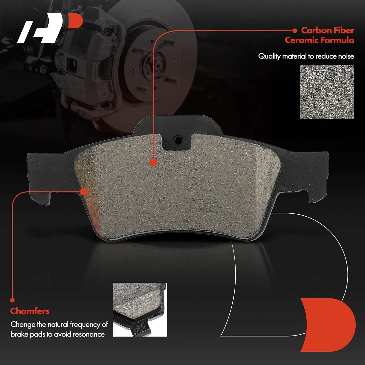 A-Premium Rear Ceramic Brake Pads Set Compatible With Mercedes-Benz Models - G55 AMG, G63, G65, GL320, GL350, GL450, GL550, ML320, ML350, ML450, ML500, ML550, R320, R350, R500