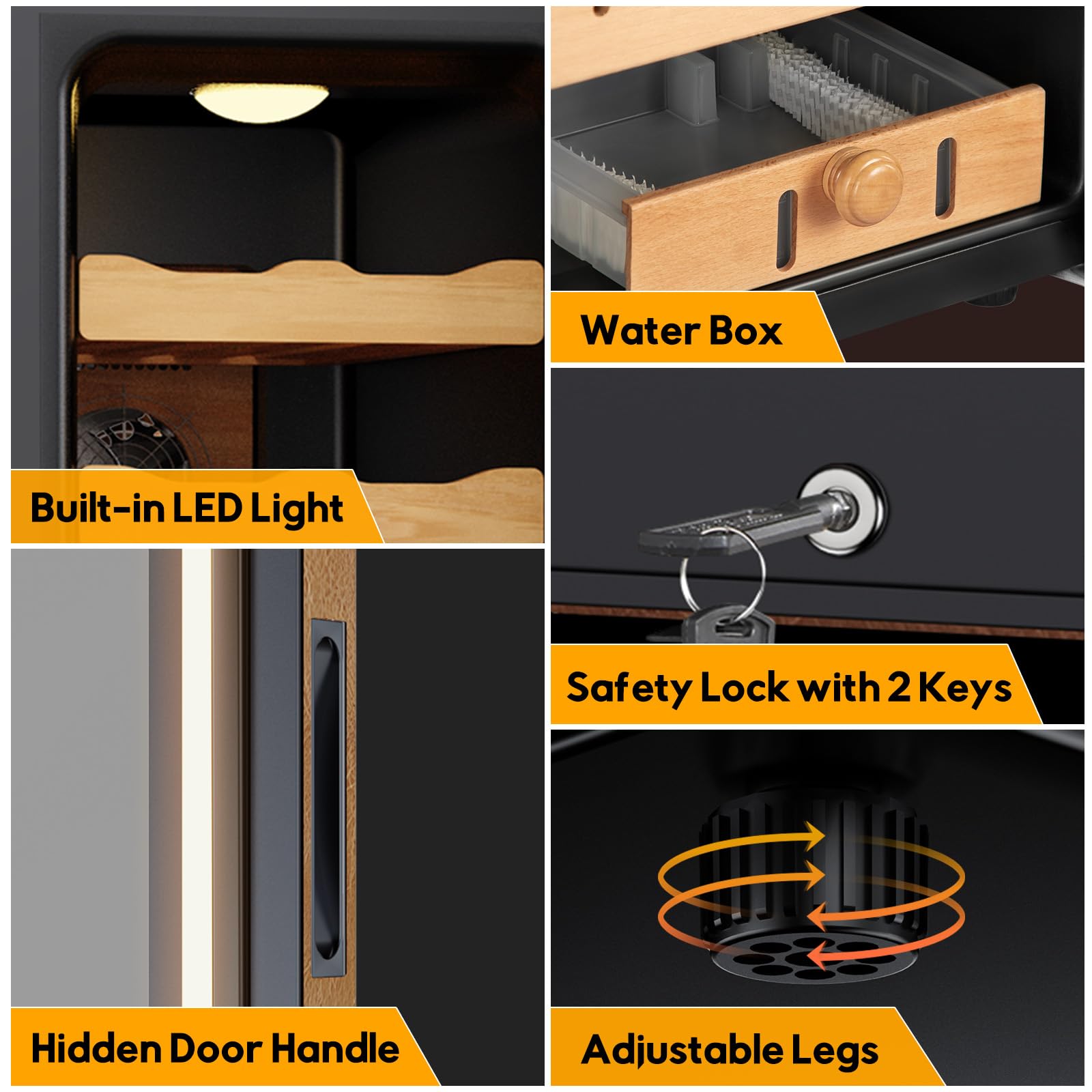 Velieta Upgraded 35l Electric Humidor With Leather, 250 Counts Large Capacity,Thermostatic Electric Cooler Cabinet With Digital LED Screen, Safety Lock,Smart Humidity & Temp Control, Gifts For Men on Fridge.com - View 5