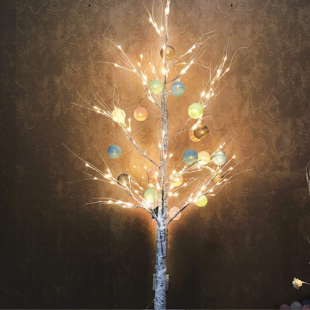 Light 3FT Birch Twig Tree With 60 Warm White LED, Indoor Or Outdoor Use-White.