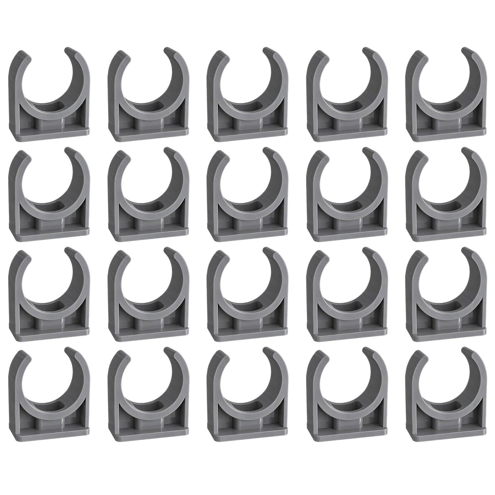 20pcs Hose Wall Clips, Plastic Pipe Clips, U-Shaped Tubing Hose Buckles, Universal Single Pipe Clip for TV Trays Tubing Hose Hanger Support Tubing, Gray ﻿