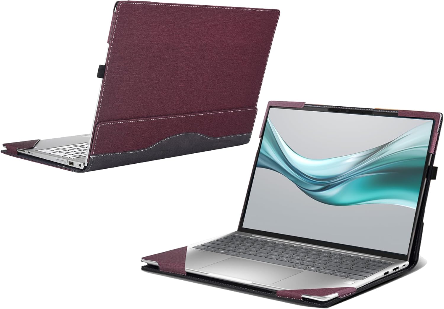 Laptop Enclosure Cover for HP EliteBook 630 G11 Notebook 13.3" Laptop Cover Computer Drop Protection PU Leather case (Wine red)