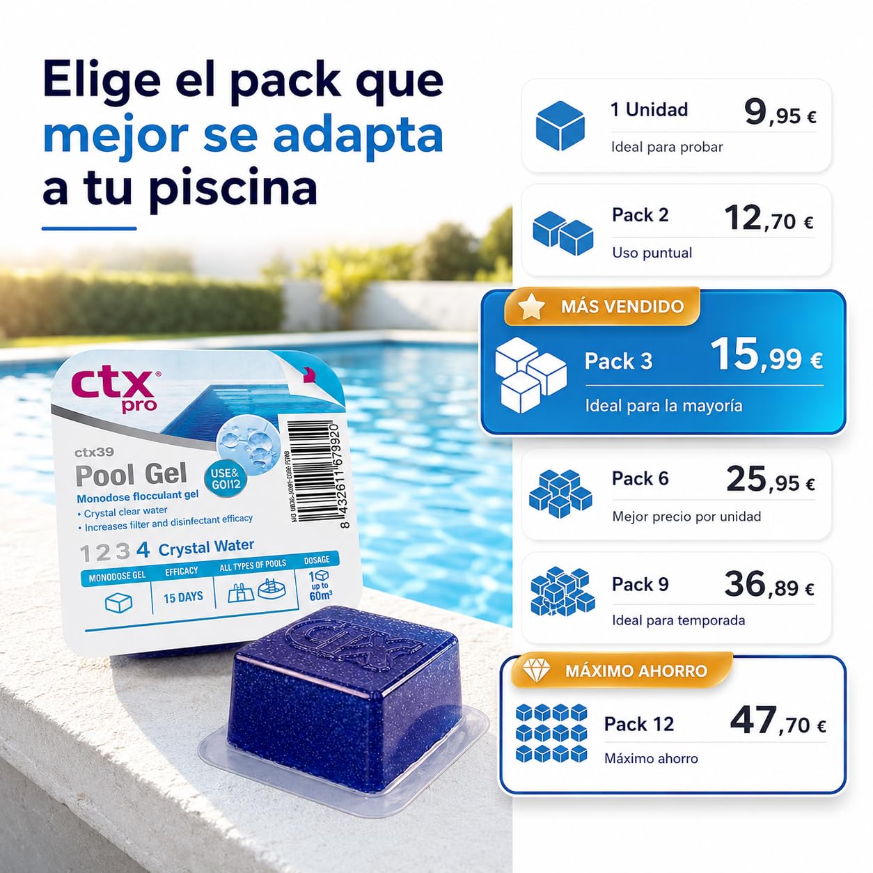 CTX-39 Flocculante in gel per piscine monodose, purificatore