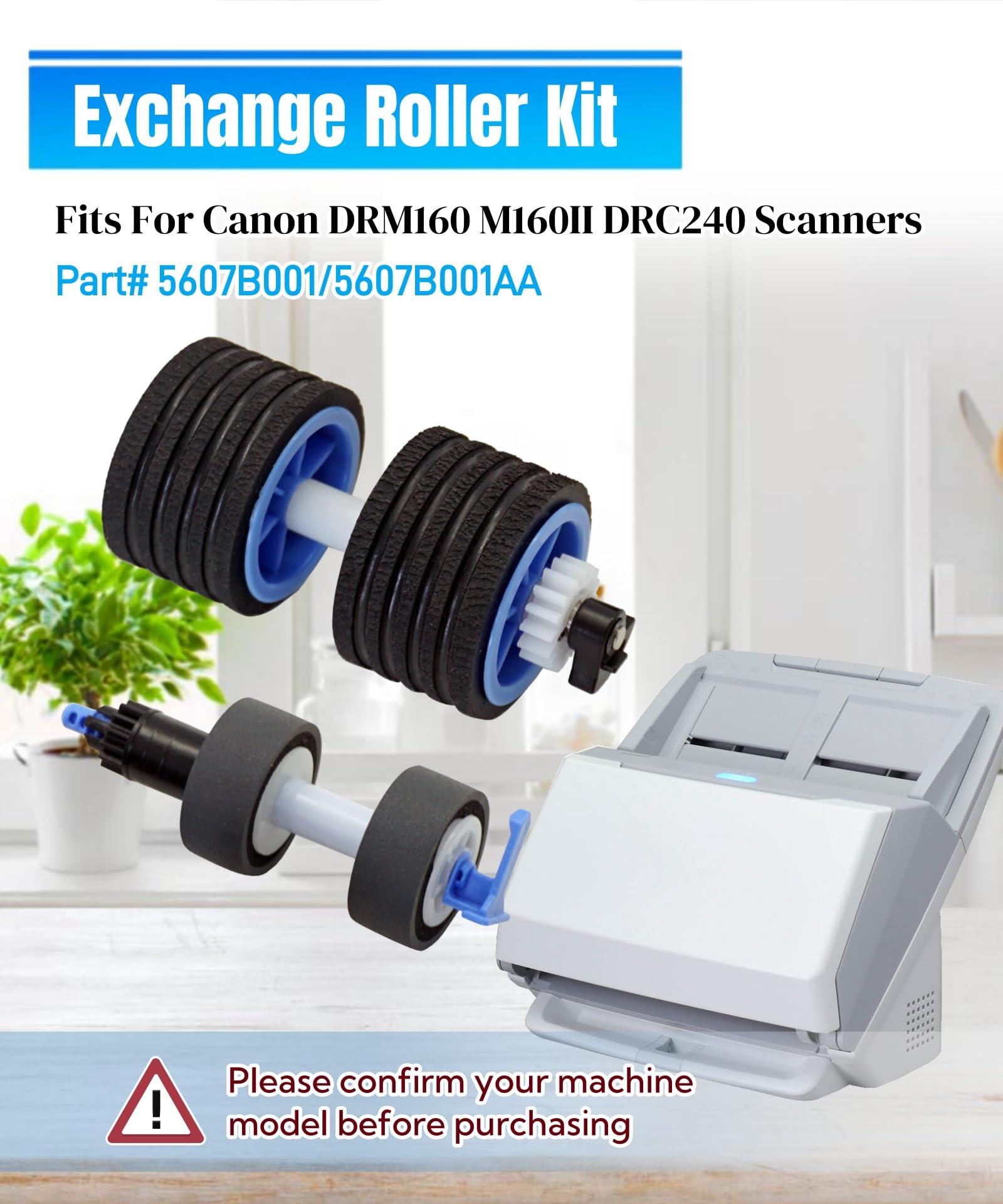 Scanners Pickup Roller Scanner Exchange Roller Kit Fits for Canon DRM160 M160II DRC240 DR-C230 DR-S150 R40 R50 RS40 Scanners,Part# 5607B001/5607B001AA