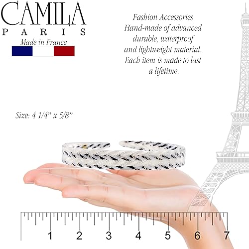 Miniatura 4 de Camila Paris CP3468 - Diadema francesa para mujer, hecha a mano en blanco y gris, banda de agarre fuerte para mujer, ligera y muy flexible,