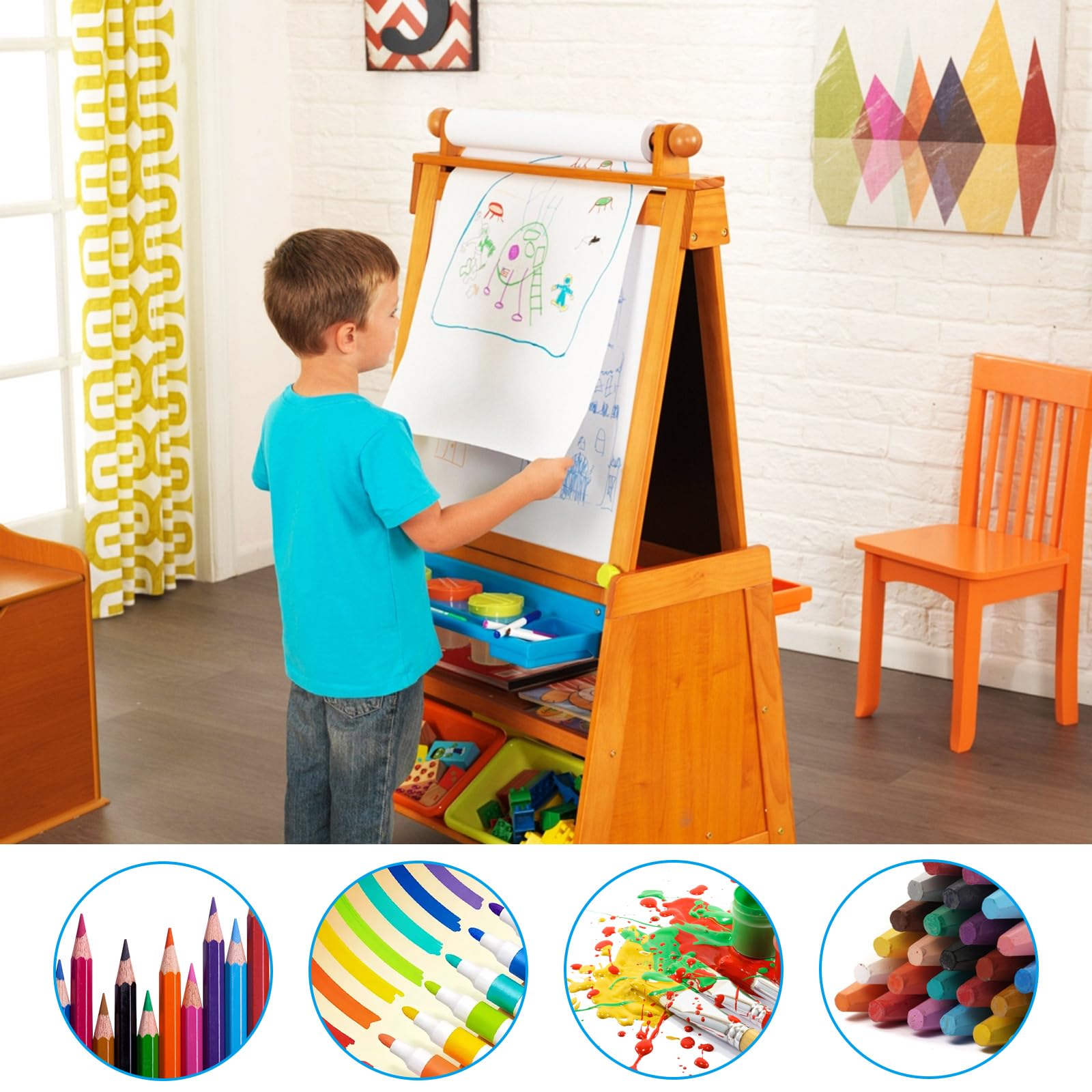 Lot de 4 rouleaux de papier à dessin 42,5 cm x 15 m Blanc