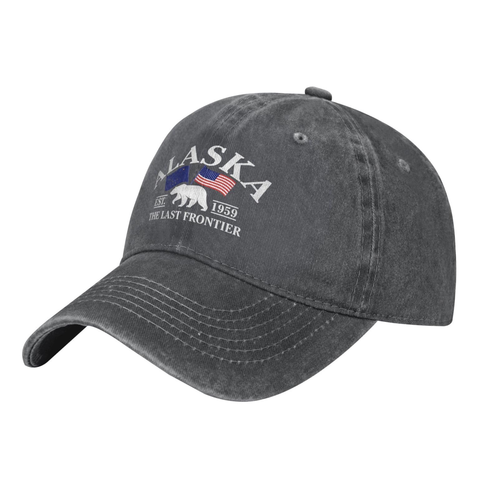 Melbrakin Unisex Deep Heather Alaska Est. 1959 Hat The Last Frontier Baseball Cap Black Trucker Hat