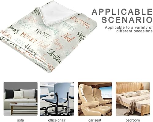 Miniatura 4 de Christmas Text Fluffy Blanket Winter Bed Blanket Lightweight Cozy Throws 60"x90" for Picnic, Travel, Travel