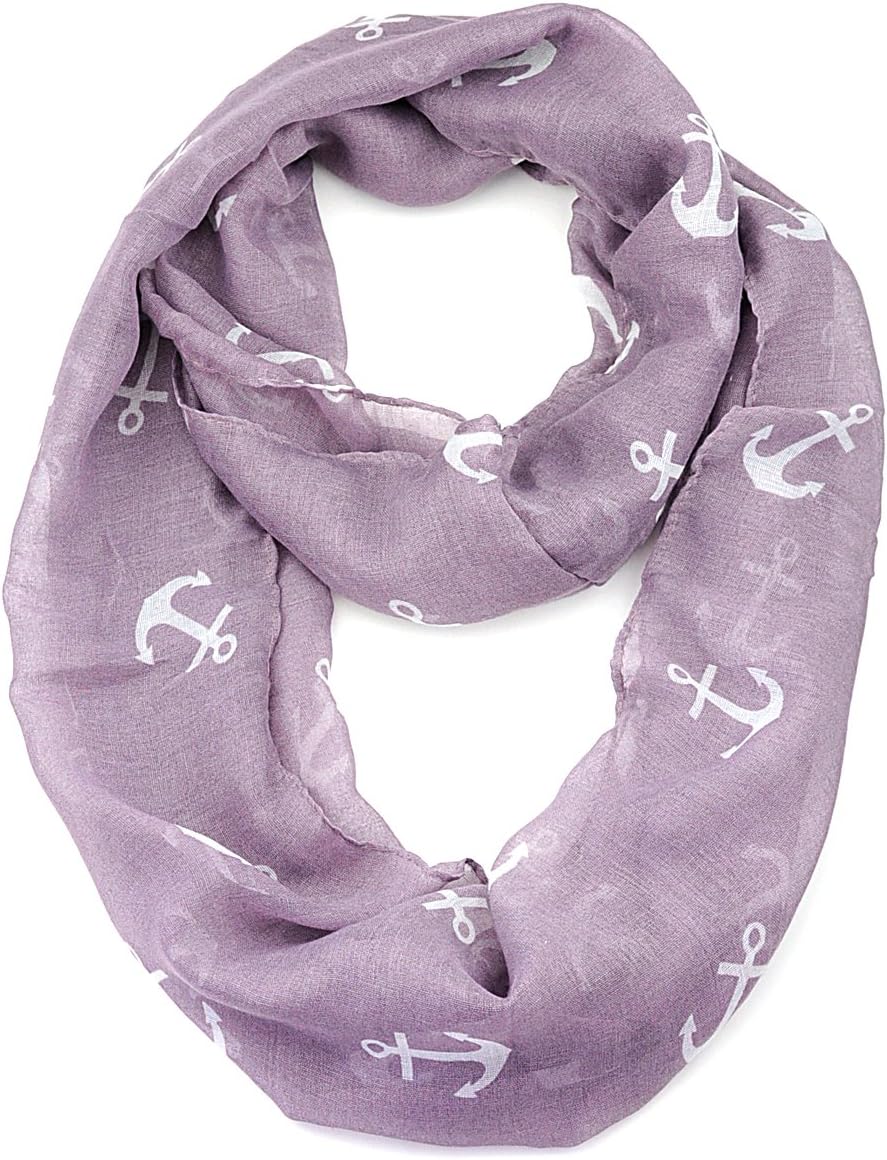 NYFASHION101Women's Nautical Marine Anchor Print Infinity Scarf Cowl