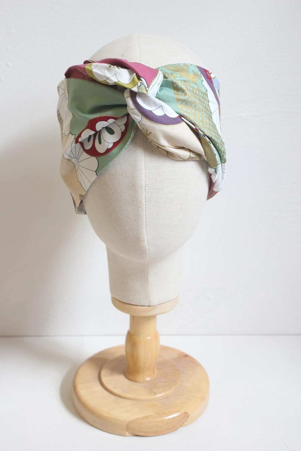 Extra Long Wide Vintage Style Handmade Cotton Wired Headband, Dolly Bow, Hair Wrap, Hair Accessory for Pixie Cut, XXL- 40 1/2'' * 5 1/2'' Inches (Japan Palace, XXL)