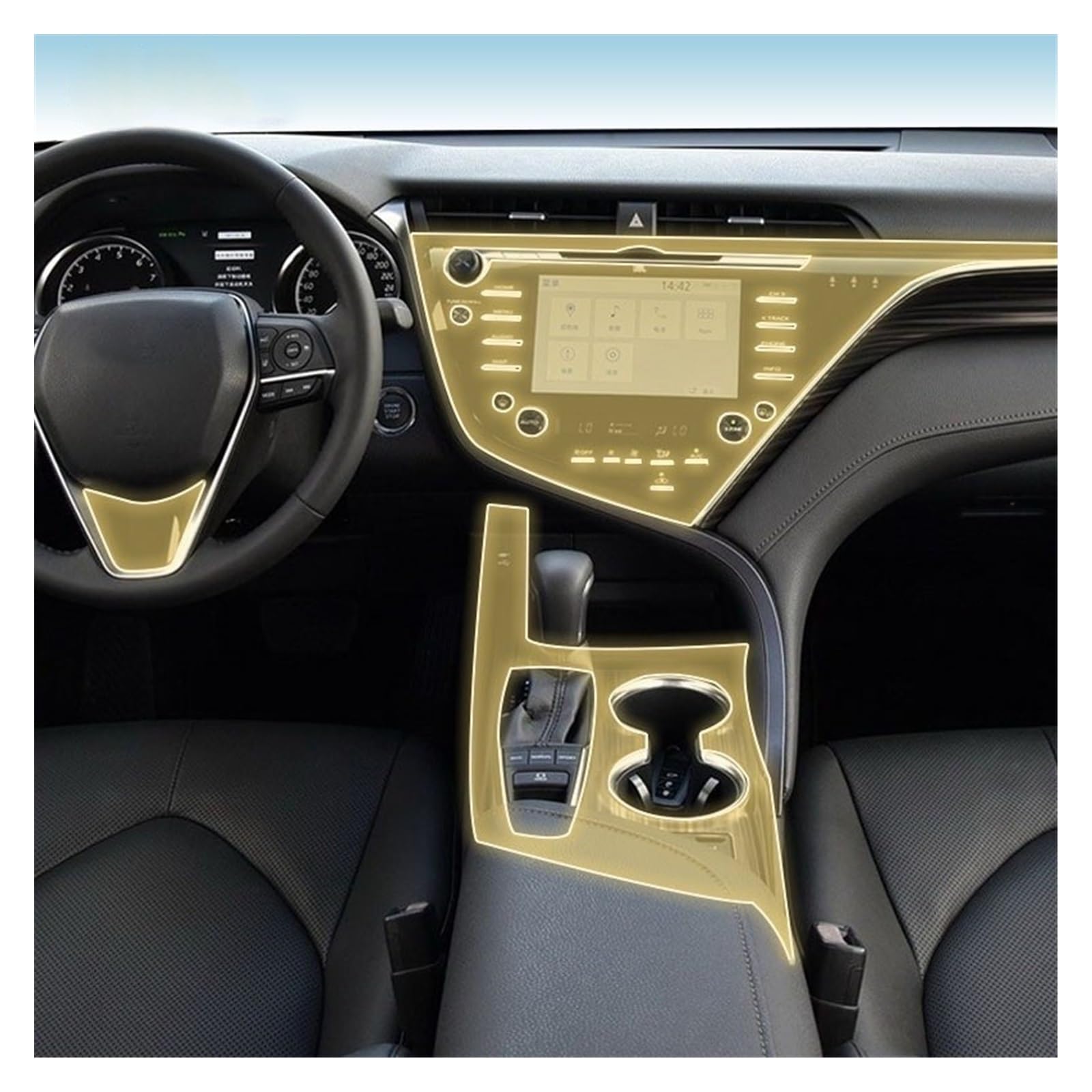 Precorte Interior del coche PPF película protectora de pintura consola cero transparente mate TPU para To&yota Camry 2018-2020 Película protección tableros