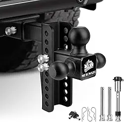 METOWARE Engate De Reboque, Queda Para Receptor 2 Polegadas, Reboque Com 8 12.500 Libras, Tri-Ball (1-7/8", 2", 2-5/16"), Caminhão Pinos Trava Dupla Antirroubo