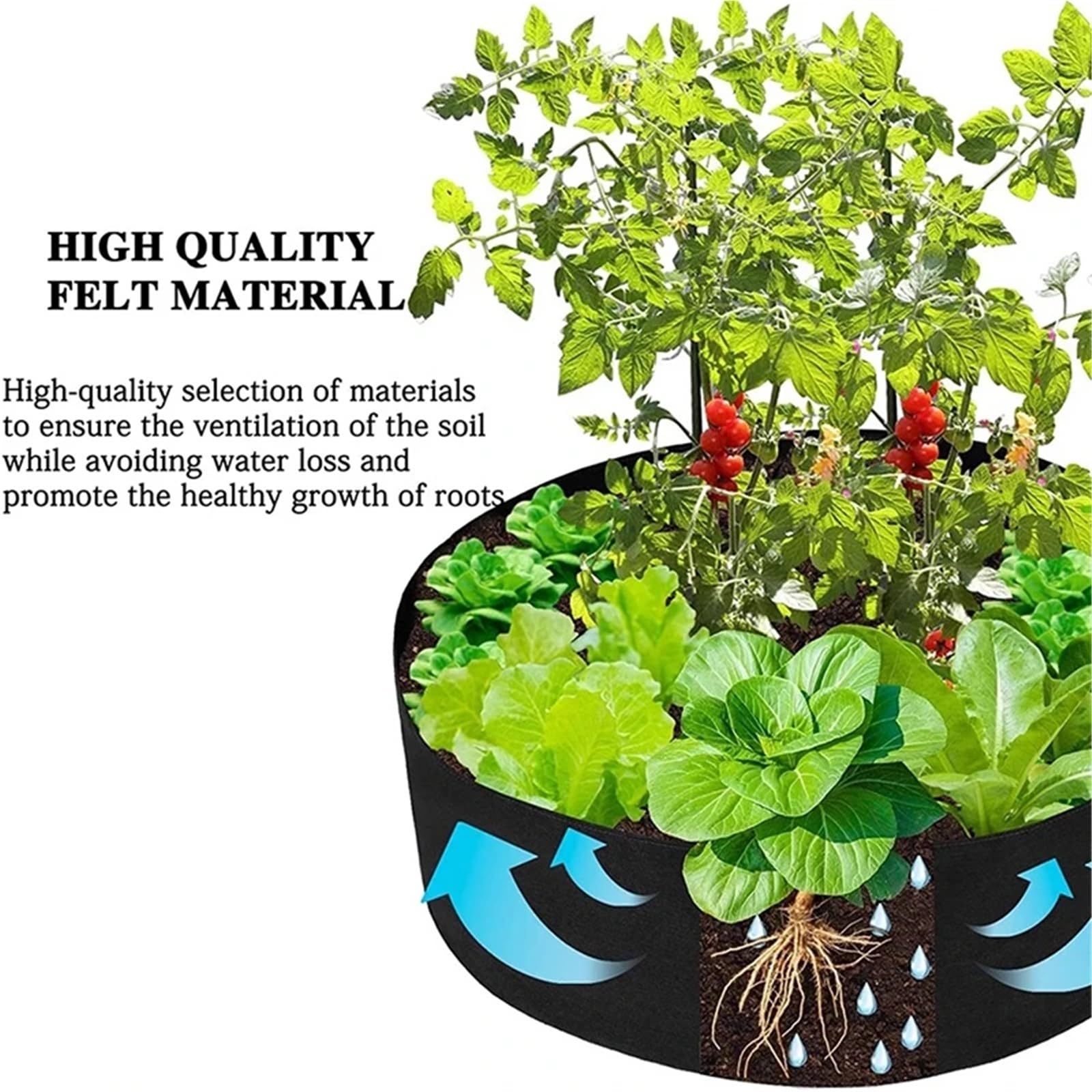 Bolsa de Cultivo Fieltro for jardín, Bolsa Redonda for Plantar, Transpirable, Fresa, Verduras, Tomate, Accesorios for y Patio al Aire Libre, 3 uds para Verduras(Green,60cmx20cm)