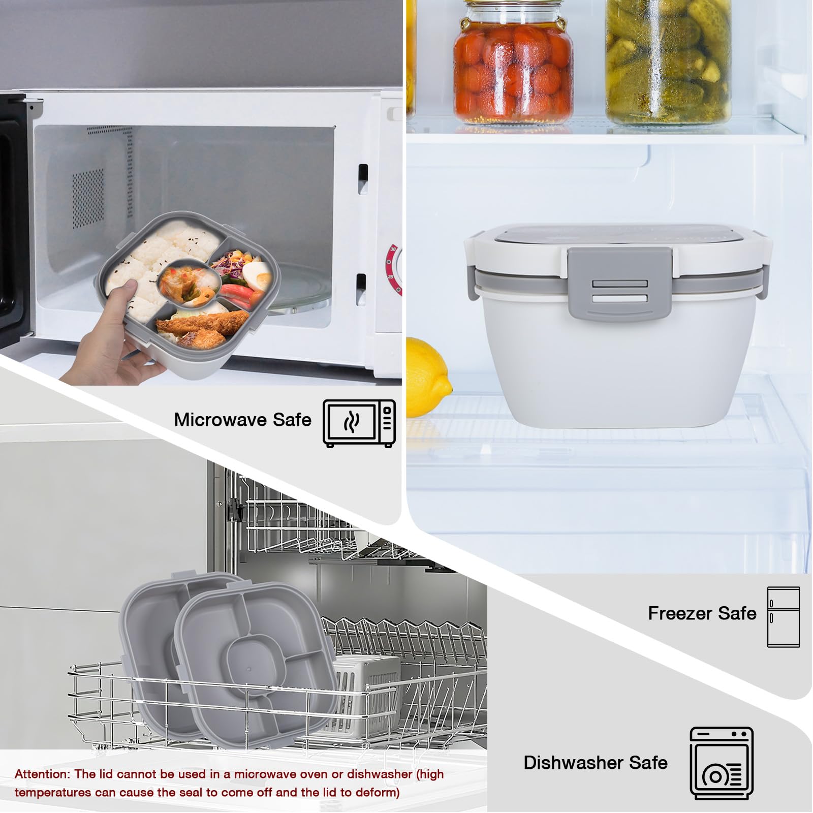 Cozary 1700ml Fiambrera Infantil Compartimentos, Bento Box, Microondable, Lunch Box con Cubiertos para Escuela, Picnic, Oficina, Libre de BPA