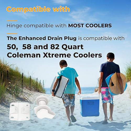 Miniatura 5 de Kit de piezas de repuesto para enfriador Coleman, bisagras de plástico para baúl de hielo, conjunto de tapón de drenaje Xtreme Cooler y juegos de