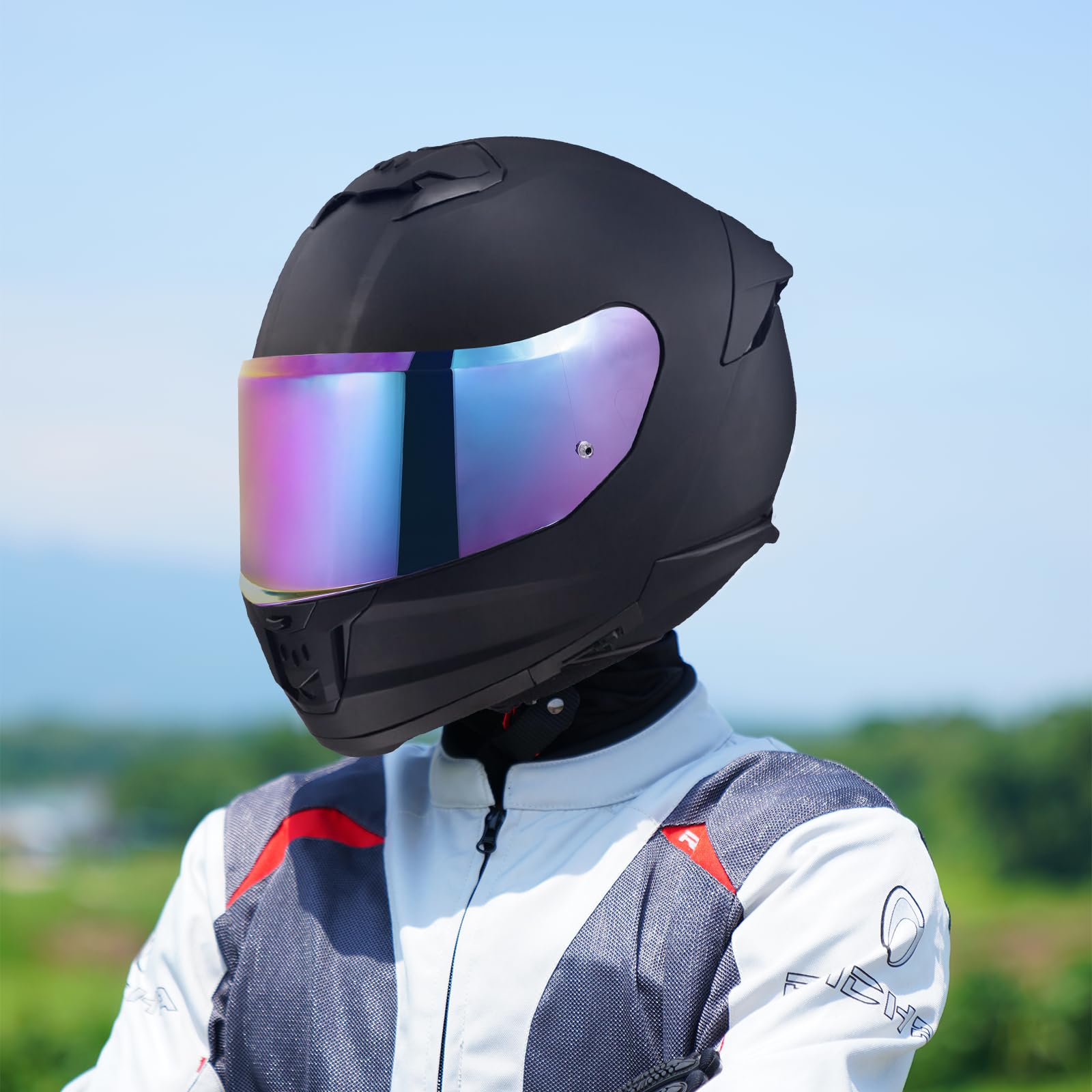 Visiera Casco Moto per FF808,Protezione per Il Vento del Motociclo,Casco Parabrezza Moto Visiera a Lente Integrale per Stream II,Visiera Lente Per Casco (Arcobaleno)