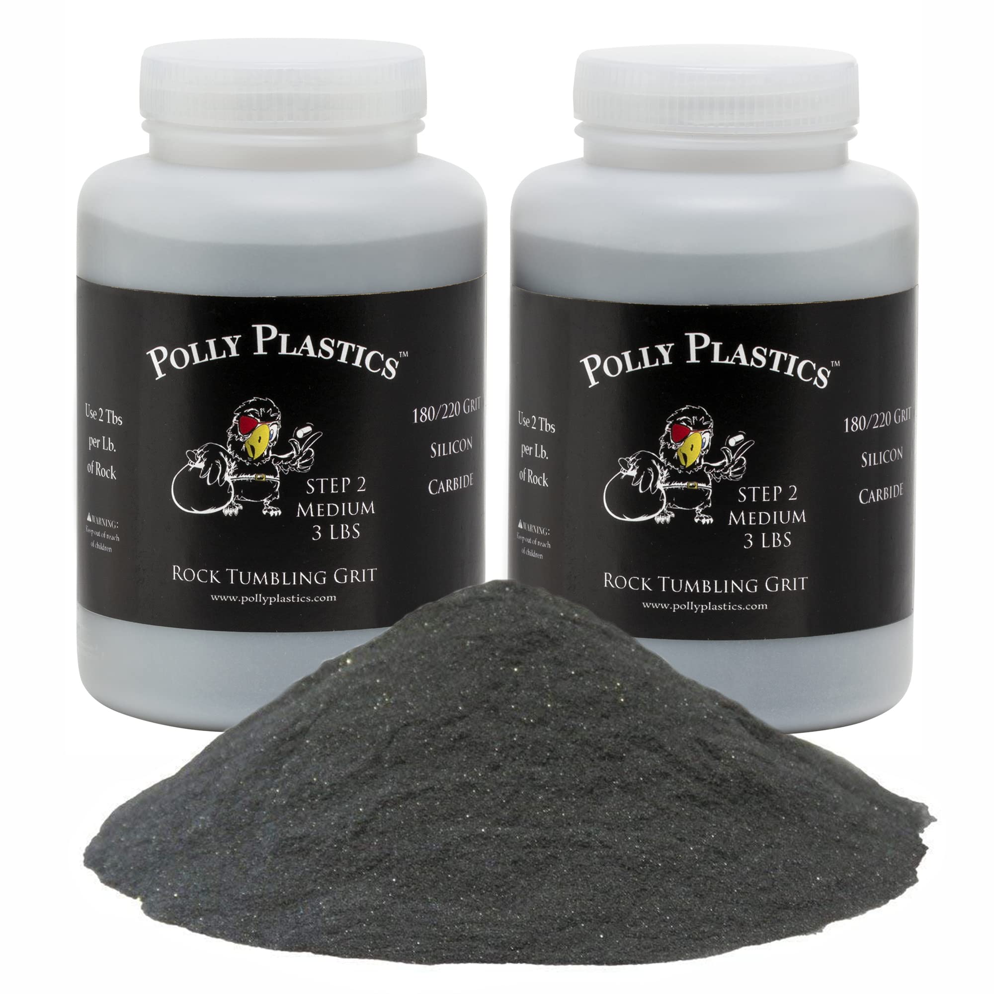 Polly PlasticsRock Tumbler Media Grit Refill, Medium 180/220 Silicon Carbide Grit, Stage 2 for Tumbling Stones (2 Pack) (6 lb.)