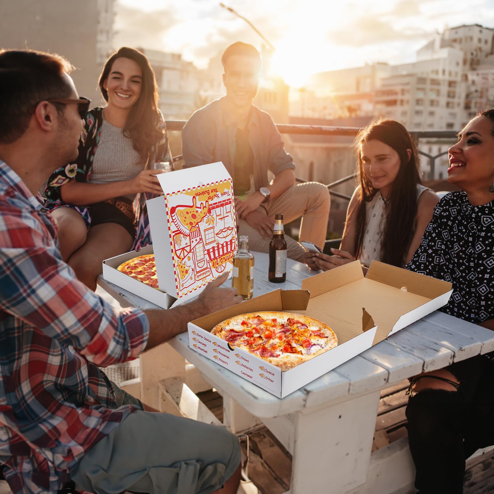ZEAYEA Paquete de 40 cajas de pizza de 10 x 10 pulgadas, cajas de cartón blanco para pizza, resistentes a la grasa, recipientes de comida para fiestas de pizza, galletas, bodas, restaurantes