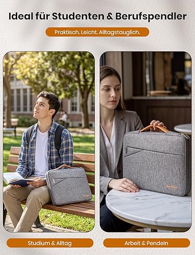 DOMISO Laptop Bag Laptop Bag Notebook Sleeve Case Bag Protective Case Compatible with 15 Inch MacBook Air M4 M3 M2, MacBook Pro, 14-15 Inch HP Dell ASUS Lenovo, Laptop Case Women with Handle, Grey - 7