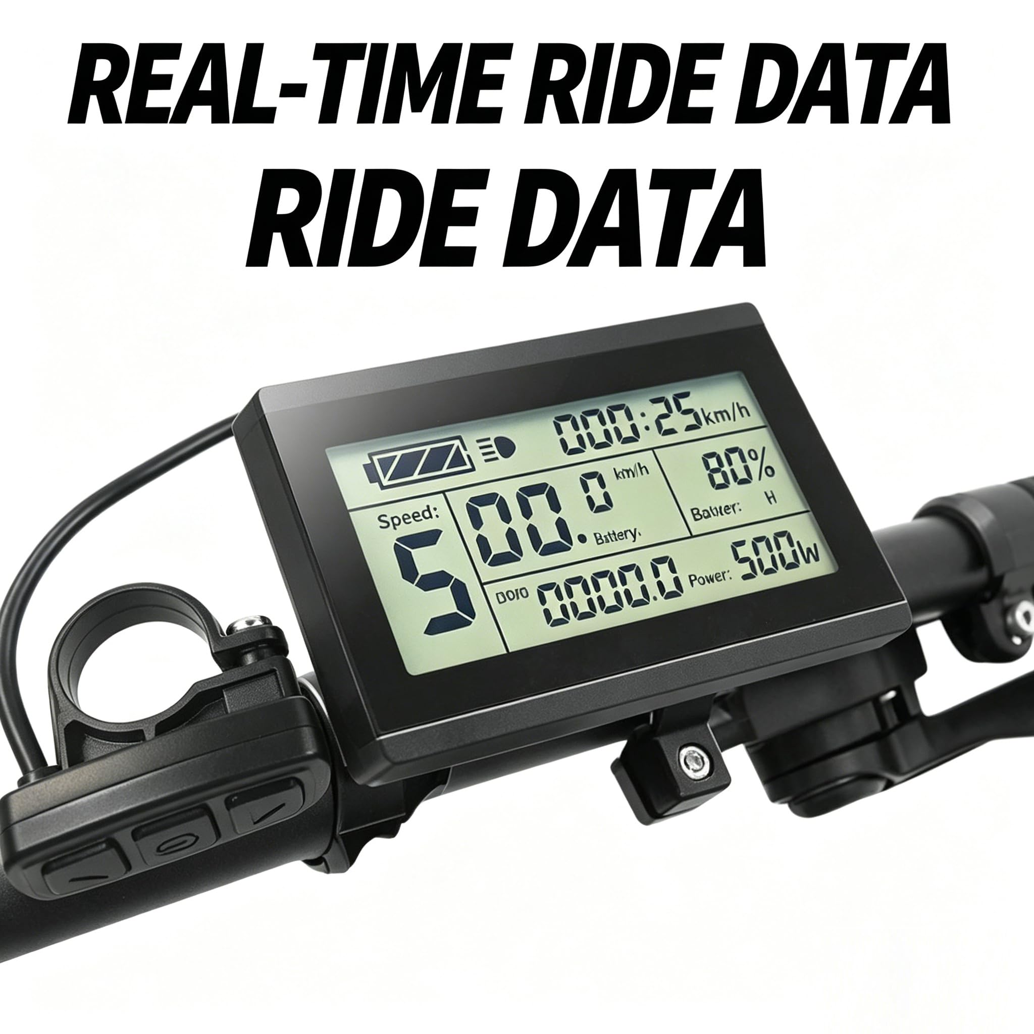 KT-LCD3 Écran LCD Compteur de Vitesse numérique pour vélo électrique 24 V 36 V 48 V pour contrôleur de série KT, Instrument de vélo étanche avec Support et vis, Noir