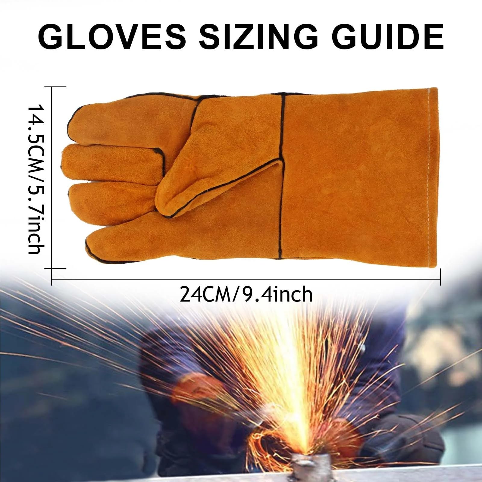 1 par de Guantes Soldadura forja Resistentes al Calor/al Fuego for Barbacoa, Horno, Parrilla, Chimenea, for