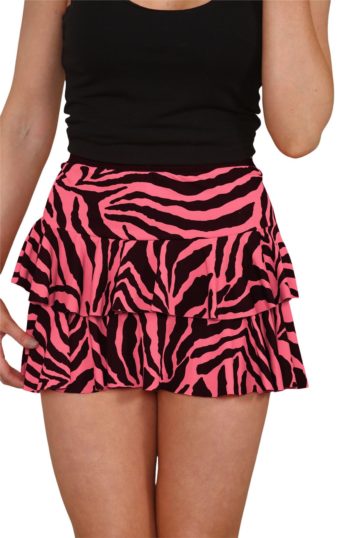 Hamishkane Ladies RARA Skirt Zebra Leopard Printed Frill Layered Party Dance Club Wear Mini Skirt