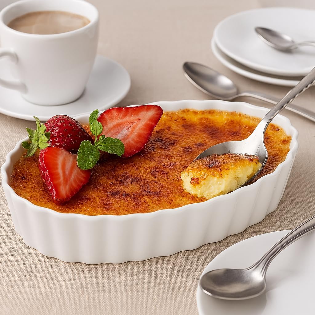 HIC Kitchen Oval Creme Brulee Dish, 5.375-Inch, Fine Porcelain, 6-Ounces