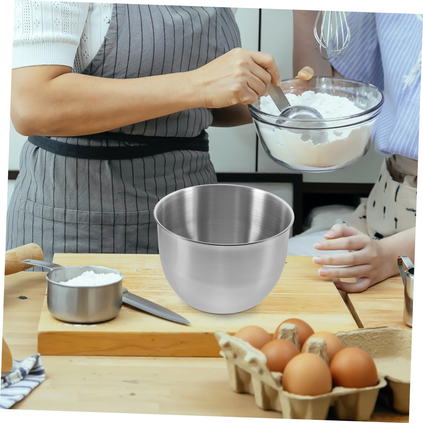 Mikikit Ciotola Grande in Acciaio Inossidabile per Cucina Bordo Arrotolato Antigoccia, Capacità Ampia per Mescolare Farine e Impasti in Casa e Sala da Pranzo