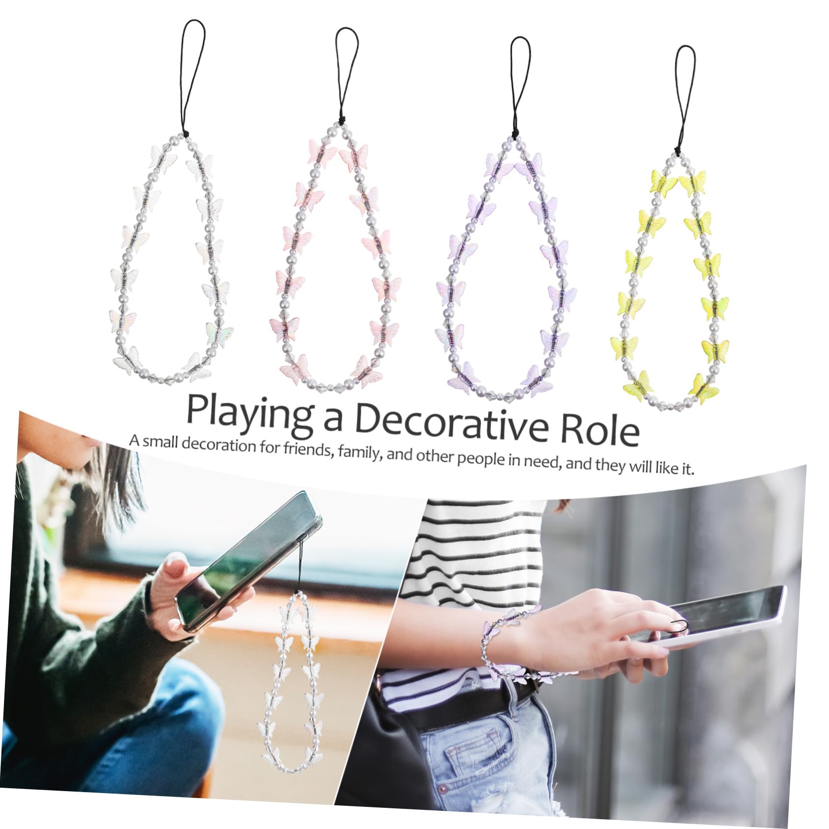 Cordón De Teléfono Móvil Con Abalorios Decoración De Teléfonos Mochilas 4 Piezas X 4