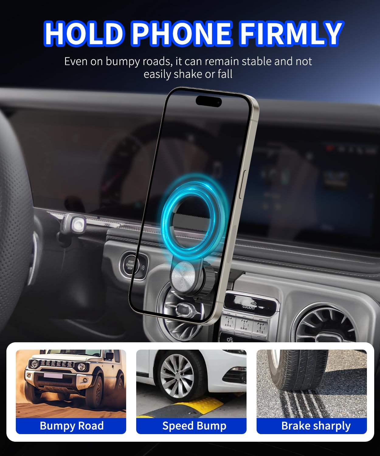 Supporto per telefono da auto per Mercedes Benz Classe G 2019-2026, supporto per telefono cellulare compatibile con MagSafe, rotazione a 360°, mani libere, non influisce sulla bocchetta
