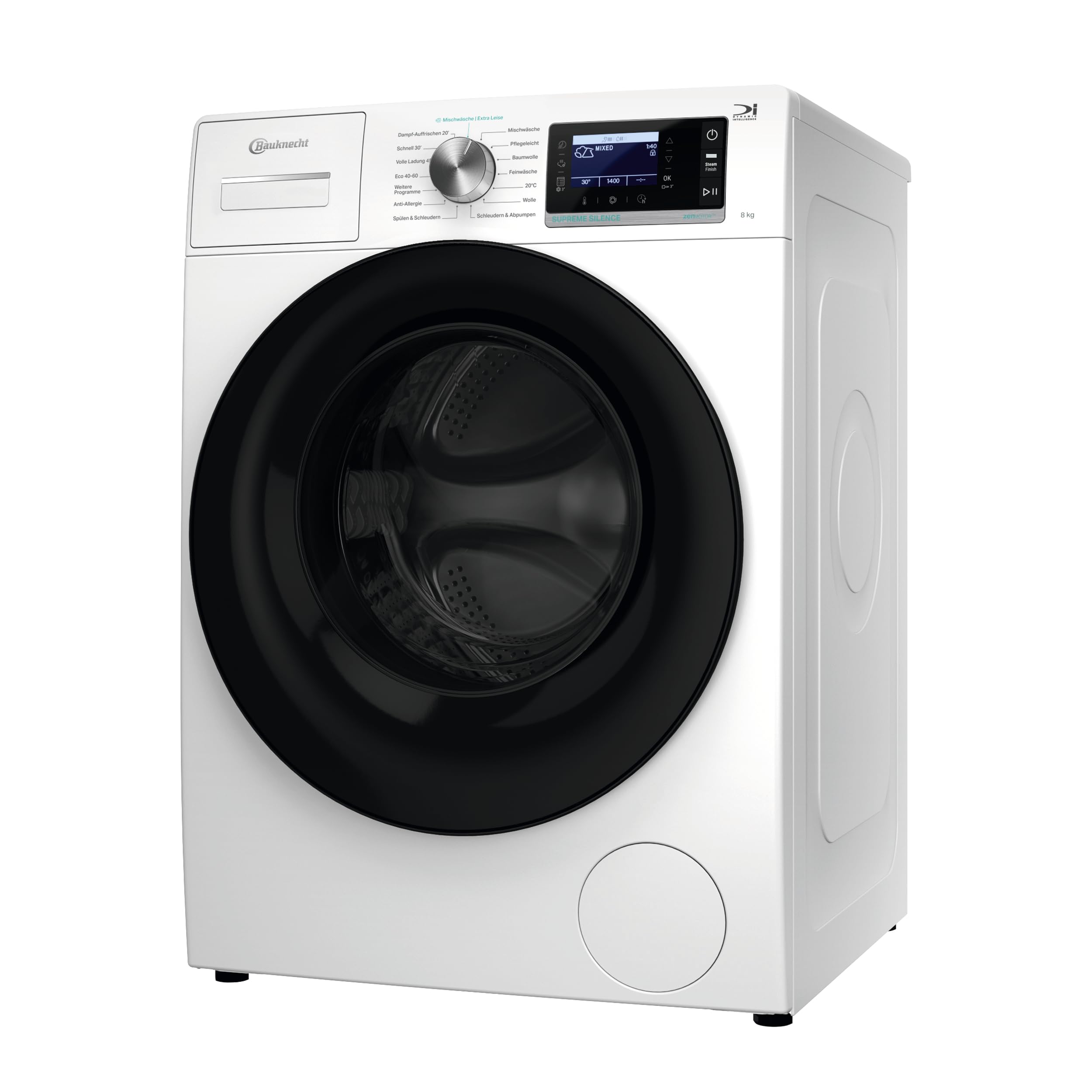 Bauknecht Waschmaschine 8kg 1400 U/min B6R 88 SILENCE DE Weiß EEK A-20% Dampftechnologie ZEN-Motor