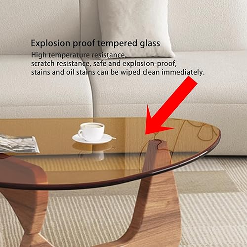 Miniatura 3 de EASYSOUL Mesa de centro moderna de cristal, 32.68 pulgadas de profundidad x 22.44 pulgadas de ancho x 15.75 pulgadas de alto, mesas de té redondas