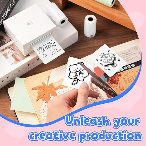 Miniatura 6 de Phomemo Papel adhesivo térmico colorido para impresora de bolsillo Phomemo M02M02 ProM02SM03, personaje negro en púrpurarosaazul, 1.969 in x 11.5