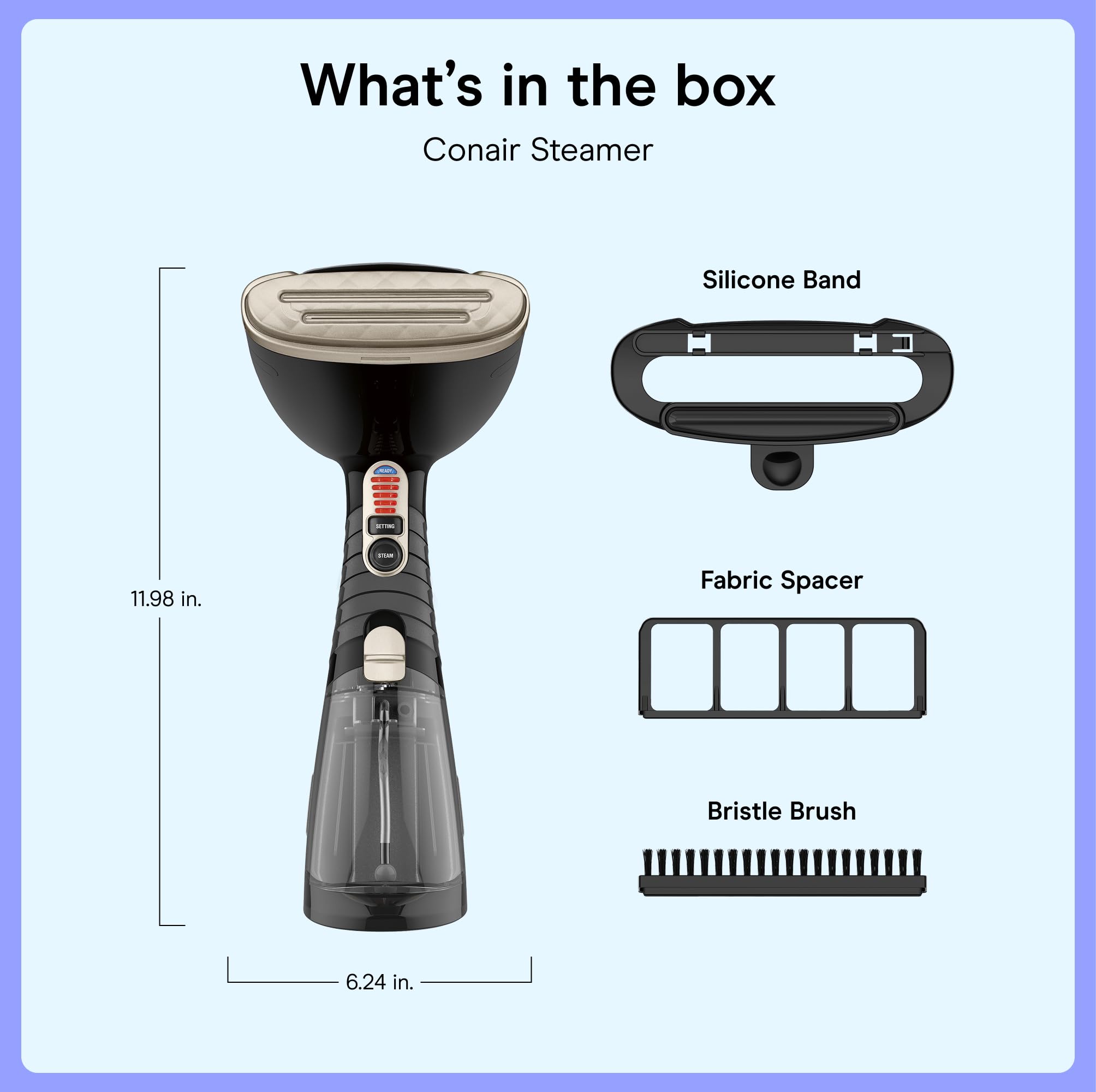 Conair - Vaporizzatore portatile per vestiti, Turbo ExtremeSteam 1875W, design portatile a mano, forte vapore penetrante, esclusivo Amazon nero (GS59B)