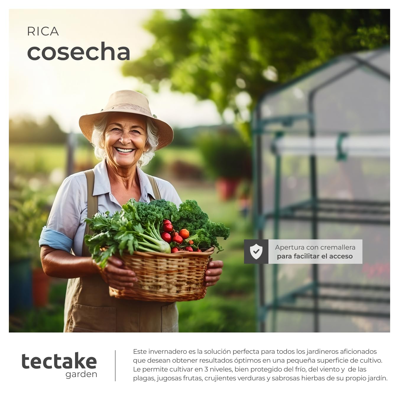 tectake® Invernadero Exterior en Acero con 3 Baldas de Rejilla y Protección UVA, Invernadero Terraza 69x49x133cm, Caseta Jardin Exterior con Ruedas y Cierre de Cremallera, Ideal para Huerto y Jardín