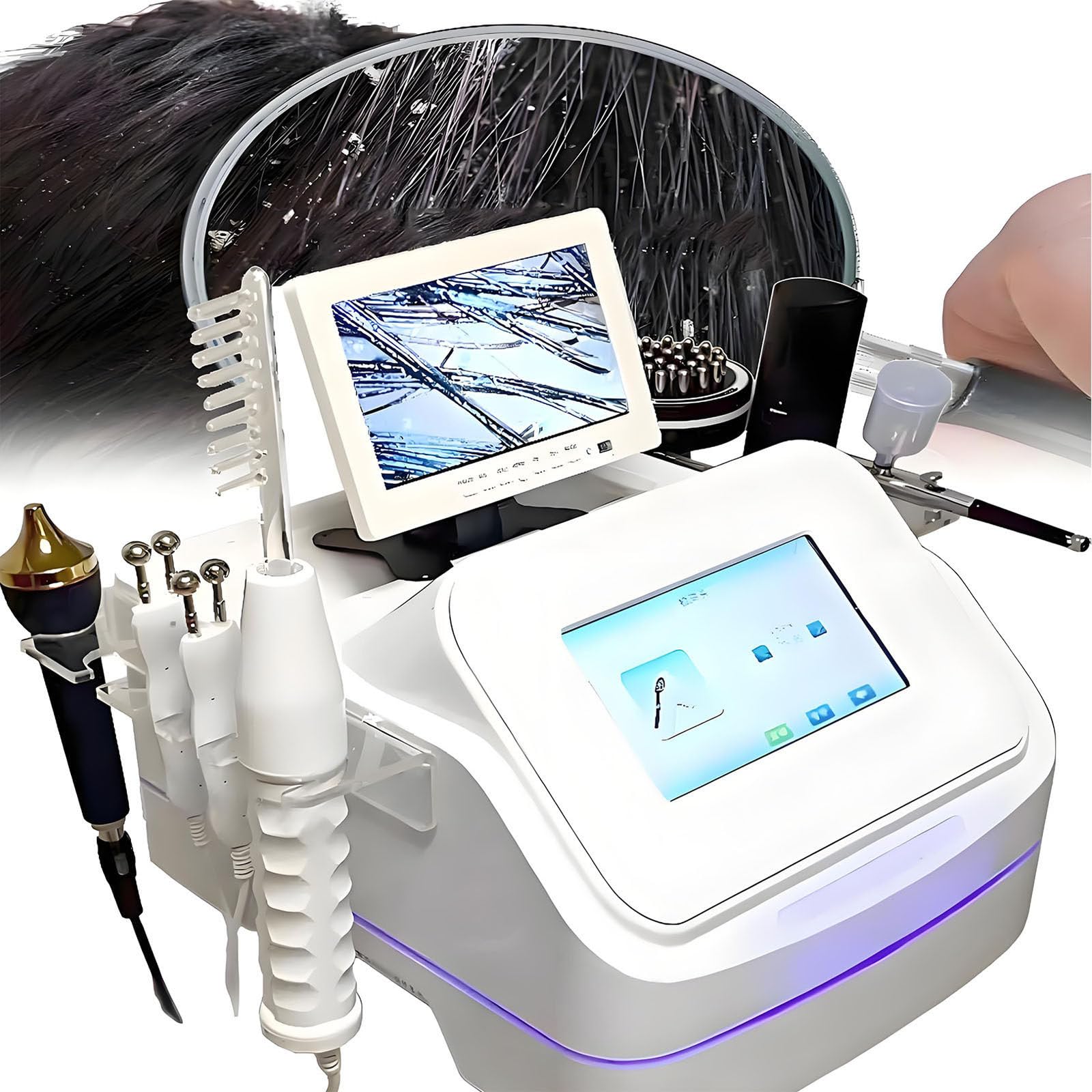 Analizator Włosów Do Diagnostyki Skóry, Detektor Mieszków Włosowych Skóry Głowy, Z 7 Uchwytami, Ekranem Lcd, Tester Pigmentacji Skóry, System Diagnostyki Skóry Twarzy