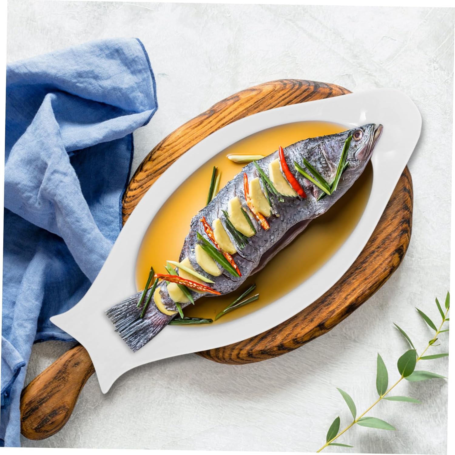 Alipis Fish Shaped Ceramic Plate Platter Non-slip Snack Tray for Home and Restaurant